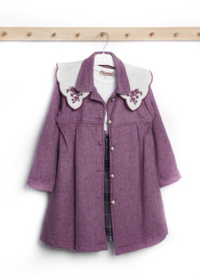 Wholesale Girls 2-Piece Coat and Dress Set 6-9Y Gocoland 2008-5079 Damson Color