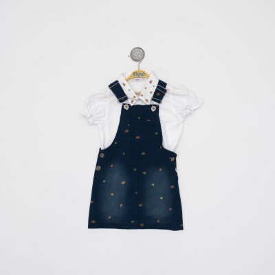 Wholesale Girls 2-Piece Denim Overalls and Shirt Set 2-5Y Timo 1018-TKDT132232572 Navy 