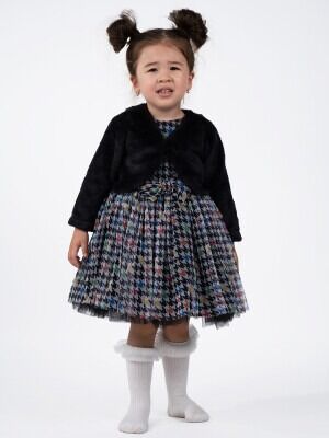 Wholesale Girls 2-Piece Dress and Bolero Set 2-6Y Serkon Baby&Kids 1084-M0573 Black