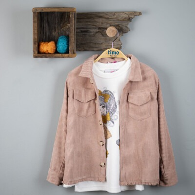Wholesale Girls 2-Piece Jacket and T-Shirt Set 6-9Y Timo 1018-T3KDT014237363 - Timo