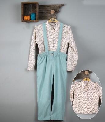 Wholesale Girls 2-Piece Overalls and Shirt Set 6-9Y Timo 1018-T3KDT134237383 Mint Green2