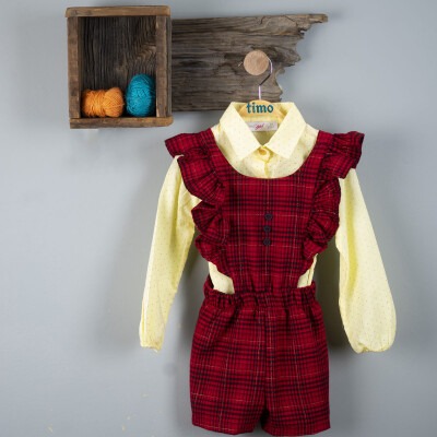 Wholesale Girls 2-Piece Overalls and Shirts Set 6-9Y Timo 1018-T3KDT134237033 - Timo
