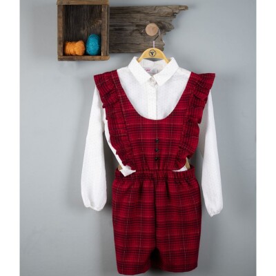 Wholesale Girls 2-Piece Overalls and Shirts Set 6-9Y Timo 1018-T3KDT134237033 Ecru