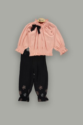 Wholesale Girls 2-Piece Pants Set with Blouse 2-5Y Kumru Bebe 1075-3905 Salmon Color 