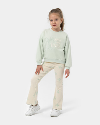 Wholesale Girls 2-Piece Set With Pants 4-7Y Bupper Kids 1053-25118 Mint Green 