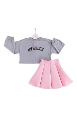 Wholesale Girls 2-Piece Skirt and Sweatshirt Set 6-9Y Tuffy 1099-6606 Gray