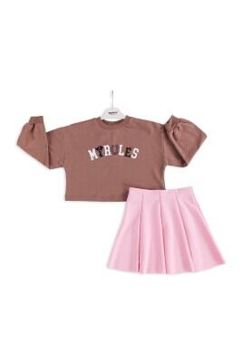 Wholesale Girls 2-Piece Skirt and Sweatshirt Set 6-9Y Tuffy 1099-6606 Brown