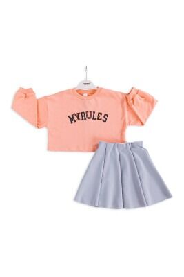 Wholesale Girls 2-Piece Skirt and Sweatshirt Set 6-9Y Tuffy 1099-6606 pinkish orange