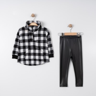 Wholesale Girls 2-Piece Sweatshirt and Faux Leather Leggings Set 2-5Y Tofigo 2013-9106 Black