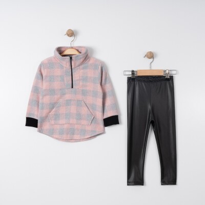 Wholesale Girls 2-Piece Sweatshirt and Faux Leather Leggings Set 2-5Y Tofigo 2013-9106 Gray