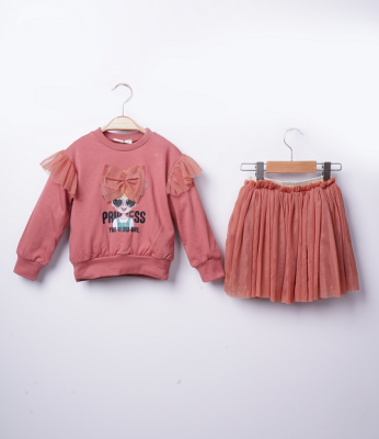 Wholesale Girls 2-Piece Sweatshirt and Skirt Set 3-6Y Büşra Bebe 1016-23255 - Büşra Bebe