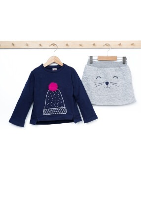 Wholesale Girls 2-Piece Sweatshirt and Skirt Set 3-6Y Elnino 1025-18615 Navy 