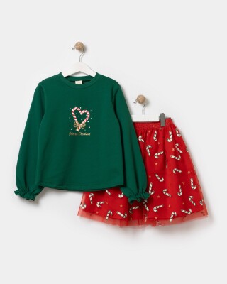 Wholesale Girls 2-Piece Sweatshirt and Skirt Set 5-8Y Bupper Kids 1053-23991 - Bupper Kids
