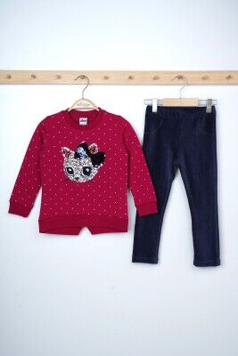 Wholesale Girls 2-Piece Sweatshirts and Leggings Set 3-6Y Elnino 1025-21605 Red