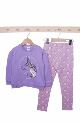 Wholesale Girls 2-Piece Sweatshirts and Leggings Set 3-6Y Elnino 1025-23601 Lilac