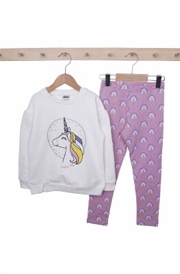 Wholesale Girls 2-Piece Sweatshirts and Leggings Set 3-6Y Elnino 1025-23601 Ecru