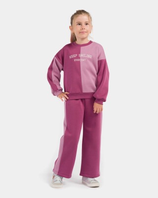 Wholesale Girls 2-Piece Sweatshirts and Pants Set 7-10Y Miniloox 1054-23863 Damson Color