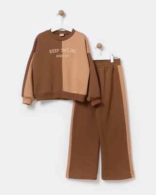 Wholesale Girls 2-Piece Sweatshirts and Pants Set 7-10Y Miniloox 1054-23863 Soft Brown