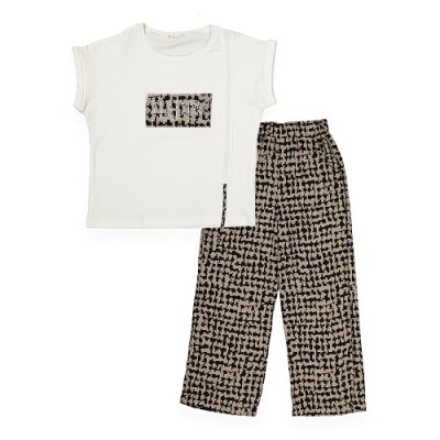 Wholesale Girls 2-Piece T-Shirt and Pants Set 6-9Y Büşra Bebe 1016-211010 - Büşra Bebe