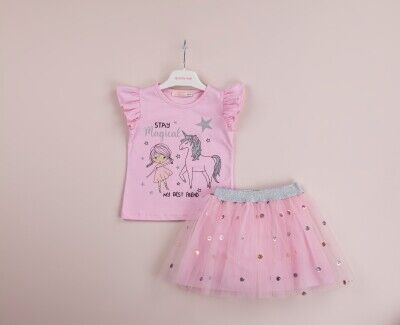 Wholesale Girls 2-Piece T-Shirt and Tulle Skirt Set 1-4Y BabyRose 1002-4063 - Babyrose