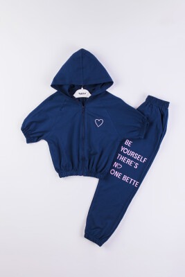 Wholesale Girls 2-Piece Tracksuit Set 10-13Y Tuffy 1099-9654 Navy 