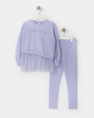 Wholesale Girls 2-Piece Tracksuit Set 4-7Y Bupper Kids 1053-23932 Lilac