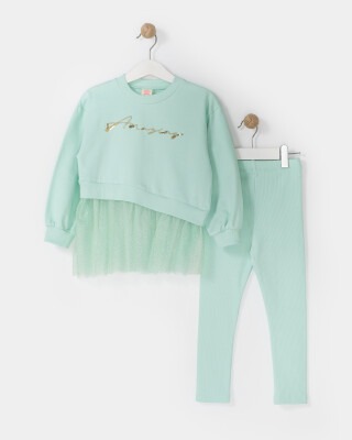 Wholesale Girls 2-Piece Tracksuit Set 4-7Y Bupper Kids 1053-23932 Mint Green 