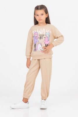 Wholesale Girls 2-Piece Tracksuit Set 4-7Y DMB Boys&Girls 1081-9756 Beige