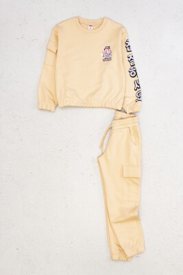 Wholesale Girls 2-Piece Tracksuit Set 6-12Y DMB Boys&Girls 1081-9737 Beige