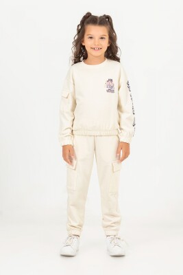 Wholesale Girls 2-Piece Tracksuit Set 6-12Y DMB Boys&Girls 1081-9737 Ecru