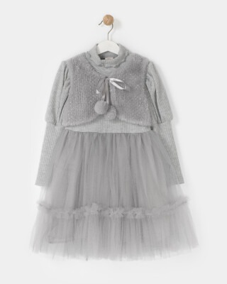 Wholesale Girls 2-Piece Tulle Dress and Vest Set 4-7Y Bupper Kids 1053-23902 - Bupper Kids