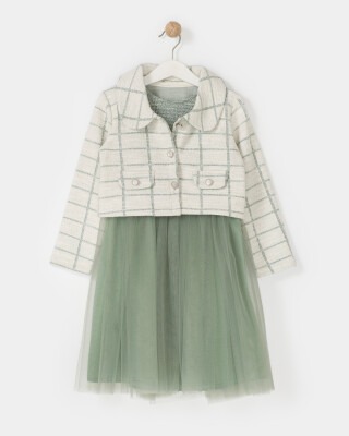 Wholesale Girls 2-Piece Tülle Dress with Jacket 5-8Y Bupper Kids 1053-23916 - Bupper Kids