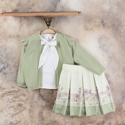 Wholesale Girls 3-Piece Cardigan Blouse and Skirt Set 2-5Y Gocoland 2008-5109 - Gocoland