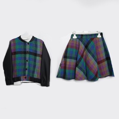 Wholesale Girls 3-Piece Jacket Skirt and Blouse Set 7-10Y Büşra Bebe 1016-23241 Saxe