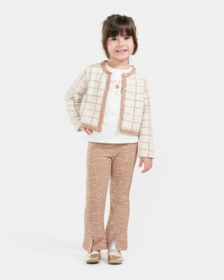 Wholesale Girls 3-Piece Jacket T-Shirt and Pants Set 2-5Y Bupper Kids 1053-23941 Brown