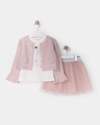Wholesale Girls 3-Piece Jacket T-Shirt and Tulle Skirt 2-5Y Bupper Kids 1053-23951 - Bupper Kids (1)
