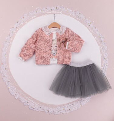 Wholesale Girls 3-Piece Jacket T-Shirt and Tulle Skirt Set 1-4Y BabyRose 1002-4309 - Babyrose