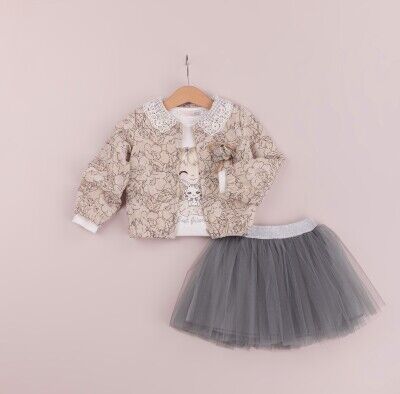 Wholesale Girls 3-Piece Jacket T-Shirt and Tulle Skirt Set 1-4Y BabyRose 1002-4309 - Babyrose (1)