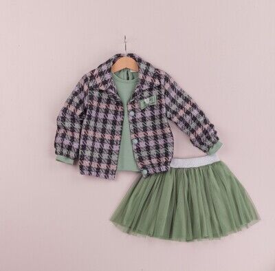Wholesale Girls 3-Piece Jacket T-Shirt and Tulle Skirt Set 1-4Y BabyRose 1002-4312 - Babyrose