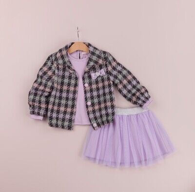 Wholesale Girls 3-Piece Jacket T-Shirt and Tulle Skirt Set 1-4Y BabyRose 1002-4312 - Babyrose (1)