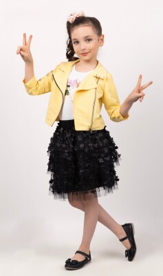 Wholesale Girls 3-Piece Jacket, Tulle Skirt and Body Set 2-6Y Miss Lore 1055-5531 Yellow
