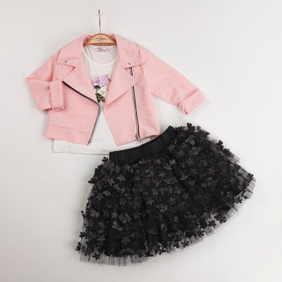 Wholesale Girls 3-Piece Jacket, Tulle Skirt and Body Set 2-6Y Miss Lore 1055-5531 Pink