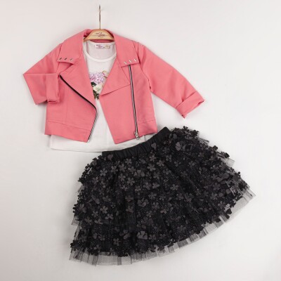 Wholesale Girls 3-Piece Jacket, Tulle Skirt and Body Set 2-6Y Miss Lore 1055-5531 Vermilon