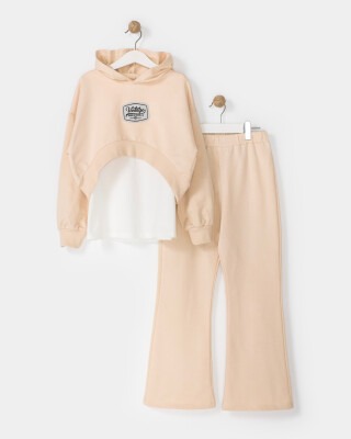 Wholesale Girls 3-Piece Tracksuit Set 7-10Y Miniloox 1054-23803 Stone