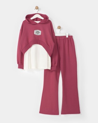 Wholesale Girls 3-Piece Tracksuit Set 7-10Y Miniloox 1054-23803 Soft Plum