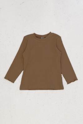 Wholesale Girls Basic Long Sleeve T-Shirt 9-14Y DMB Boys&Girls 1081-9691 Brown