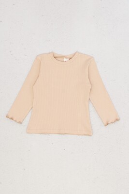 Wholesale Girls Basic Long Sleeve T-Shirt 9-14Y DMB Boys&Girls 1081-9691 Beige