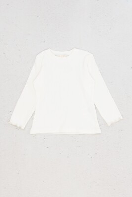 Wholesale Girls Basic Long Sleeve T-Shirt 9-14Y DMB Boys&Girls 1081-9691 Ecru