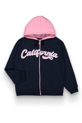 Wholesale Girls Cardigan with Hoodie 10-13Y Tuffy 1099-151 Navy 