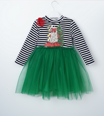 Wholesale Girls Christmas Dress 3-6Y Büşra Bebe 1016-23251 Green